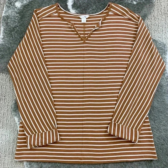 NWT Caslon Split Neck Striped Top - Picture 6 of 13